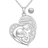 Fenthring Mothers Day Gifts for Mom Mother Son Necklace from Son Heart Mother and Daughter Necklaces Sterling Silver for Mom Wife