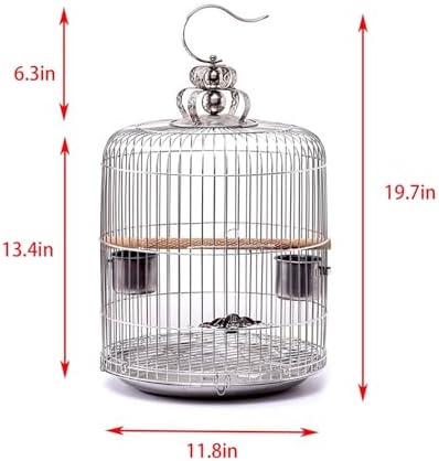 Stainless Steel Bird Cage for Small Birds, Travel-Friendly Parrot Cage, Portable Birdcage (Size: V40G) - Ideal for Parrots & Small Birds, Durable & Lightweight