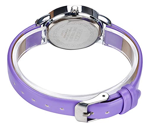 image for WUTAN Girls Watch Adorable Leather Strap Purple Wrist Band Flowers Dia