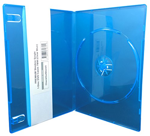 CheckOutStore (200) Premium Slimline Single 1-Disc DVD Cases 7mm (Clear Blue)