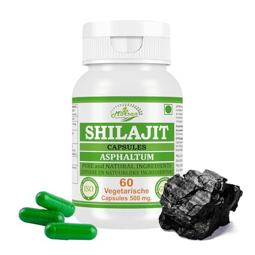 Shilajit (Asphaltum, Shilajeet) Capsules | 100% Puur & Natuurlijk Kruidensupplement | Ondersteunt Kracht, Energie & Vitaliteit | Ayurvedische Wellness | (1)