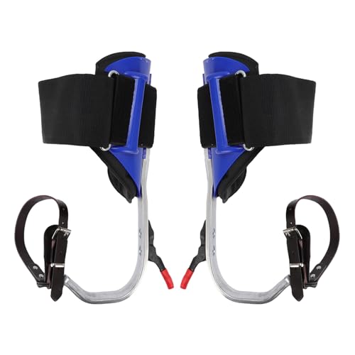 Luocute Tree Climbing Spikes, 1 Pair Climbing Spurs Tree Gear with Straps and Spike Protectors, Adjustable Arborist Equipment for Climbers Fruit Picking, Climb Pitons Aid Gear (Blue)