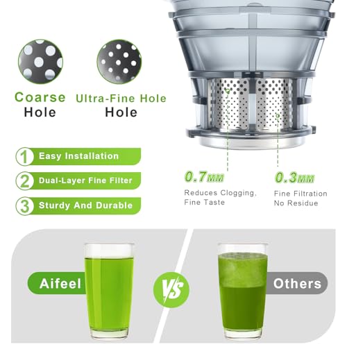 Masticating Juicer Attachment for KitchenAid Stand Mixer,Slow Cold Press Juicer for Kitchenaid Accessory with 4.5\" Large Feed Chute,2 * 28oz Cups for Whole Fruits & Vegetables by Aifeel - Thumbnail 5