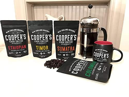 Decaffeinated Gourmet Coffee Sampler Gift Box Set - Whole Beans - 4-Pack - 4Oz And Bourbon Barrel Aged Coffee Whole Bean Set - 4-Pack - 4Oz #TOP7