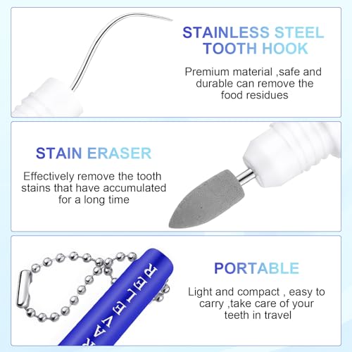 Image of 2PCS Premium Metal Toothpick Kit,Professional Teeth Cleaning Tools with Tartar&Plaque Remover,Portable Dental Picks Travel Tools,Reusable Oral Hygiene Tools with Keychain