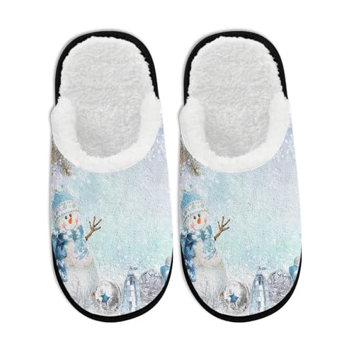 Christmas Holiday Slippers for Women Men Buffalo Check Funny Reindeer Santa Snowman Xmas Tree Snowflake Slipper Winter Slip on Cozy Memory Foam House Shoes Holiday Party Gifts