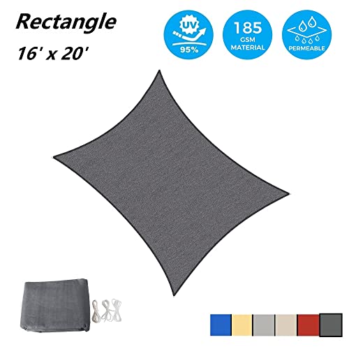 Asteroutdoor Sun Shade Sail Rectangle 16' X 20' Uv Block Canopy For Patio Backyard Lawn Garden Outdoor Activities, Graphite #TOP1