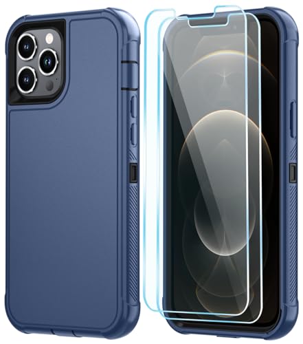 Image of SunStory Compatible with iPhone 12 Pro Max Case with HD Screen Protector, 3-Layer Heavy Duty Full-Body Cover,3 in 1 Hybrid Protective Case for iPhone 12 Pro Max 6.7 inch,Blue
