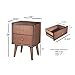 Alpine Furniture Flynn Mid Century Modern Mahogany Fully Assembled Bedroom Side Nightstand with 2 Bedside Storage Drawers, Chestnut