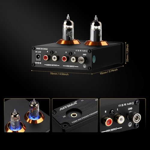 AIYIMA Tube T3 HiFi Tube Phono Preamp for MM Turntable with Gain Adjust by AIYIMA - Image 2