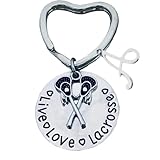 Personalized Live Love Lacrosse Keychain with Letter Charm, Custom Lacrosse Gift, Girls Lax Jewelry, Lacrosse Player, Team and Coaches Gifts