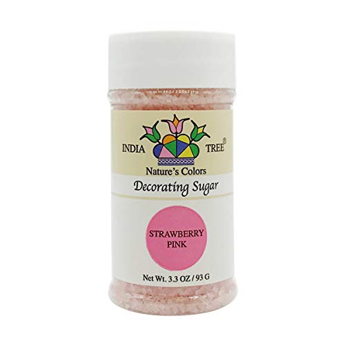 India Tree Strawberry Pink Decorating Sugar, 3.3oz bottle