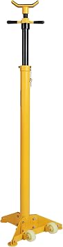 YELLOW JACKET 3/4 Ton Underhoist Support Stand with Two Wheels, Lifting from 43.3" to 70.9", Bearing Mounted Spin Handle, Contoured Saddle, Supports Vehicle Components, Self-Locking Screw