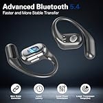 Bluetooth 5.4 Headphones True Wireless Stereo Earbuds 40H Playtime LED Power Display Earphones with lPX5 Waterproof Open Ear Buds for Sporting, Working, Studying Black - Image 3