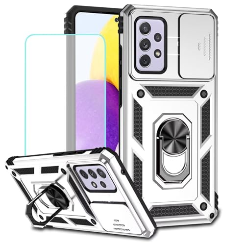 Coque Galaxy A52S 5G antichoc avec bague support magnétique et vitre en verre trempé