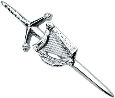 Scottish & Irish Celtic Harp Kilt Pin Chrome Finish Wedding Stag Accessories