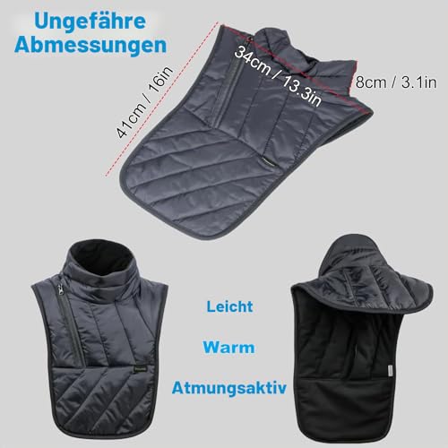 Pelucton Halswärmer Motorrad Winter, verstellbarer Brust- und Schulterwärmer, thermischer Schal, Winddicht, Motorrad-Nackenschutz Outdoor