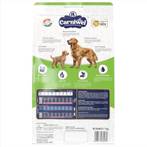 Image of Carniwel Superfoods Starter Dry Dog Food 1 kg | 100% Vegetarian | Fresh & Natural Ingredients | Highly Palatable | GMO Free | Premium Nutrition for Large Dogs