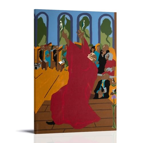 XuXueCC Póster de Jacob Lawrence con el primer libro de Moisés llamado Génesis de 1932, lienzo y arte de pared, marco moderno para decoración de dormitorio familiar, 20 x 30 cm