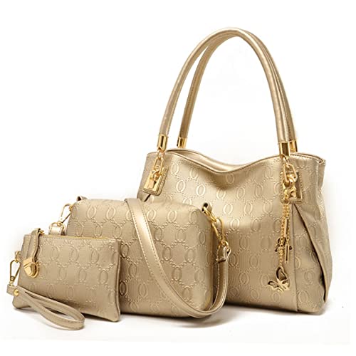 Homoyoyo Purse Tote Bag for Women 3-piece Set Shoulder Bag Zipper Pockets Phone Pocket