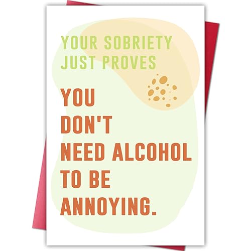 Cheeklee Funny Sobriety Card for Him Her, Humorous Recovery Greeting for Friend Sponsor or Loved One, Encouragement and Congratulations Gift for Sobriety Anniversary