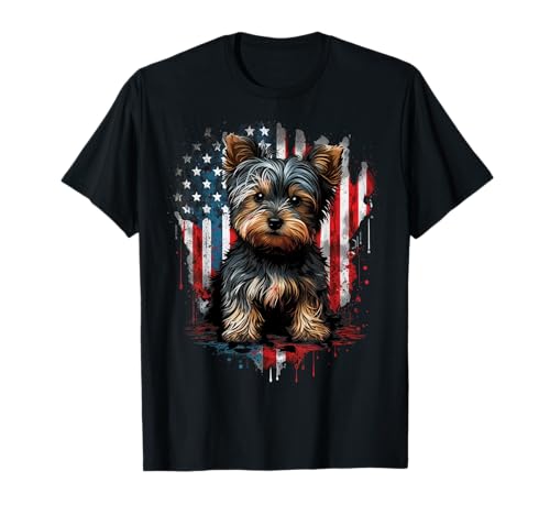 USA 4th of July Patriotic American Yorkshire Terrier T-Shirt