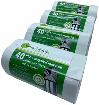 Evaness 100% Recycled Material Bin Bags with Tie Handles 20L 30L - 160 Bags