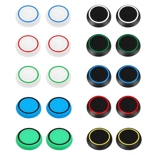 20 Stück Joystick Kappen Controller Sticks Grips,Silikon Thumbsticks Grips Caps,PS4 PS5 Controller Zubehör für Xbox One Series,Joystick-Schutz Aufsätze,Daumengriffkappen,Thumbstick Kappen