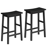 HOOBRO Bar Stools, Set of 2 Bar Chairs, Counter Height Bar Stools, Bamboo Kitchen Stools, 24 Inch Saddle Stools with Footrests, for Kitchen, Dining Room, Bar, Living Room, Black BB03MD01G2