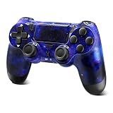 Suoxiom Wireless Controller für PS-4,Game Controller Kompatibel mit PS-4/Pro/Slim,Bluetooth Gamepad Joystick, 1000-mAh-Akku, 3,5-mm-Audiobuchse und Turbo-Funktion (BLUE)