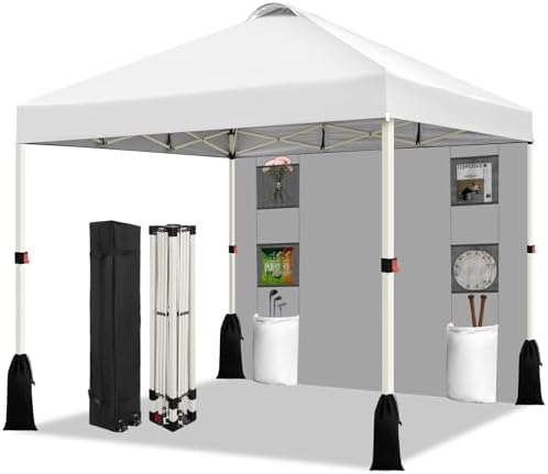 WEIZE 10x10 Pop Up Canopy Tent, 1-Button Push Setup Canopy Tent w...