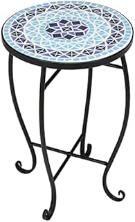 Bonnlo Mosaic Side Table Livingroom Coffee Table Plant Table Outdoor Garden Patio Balcony (Sea)