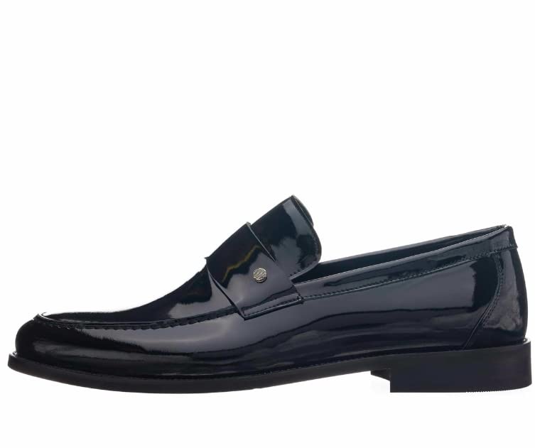 DALGALA Black Big Size Handmade Loafers with Patent Leather Business Dress Slip on Loafer Shoes for Men - Image 3