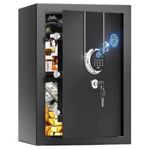 2.2 Cub Safe Box Fireproof Waterproof, Security Home Safe with Fireproof Document Bag, Digital Keypad LCD Display Inner Cabinet Box, Large Fireproof Safe for Money Jewelry Document Valuables