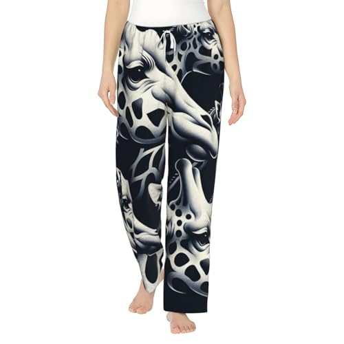 Pantalon de pyjama en polaire girafes grises femme flanelle