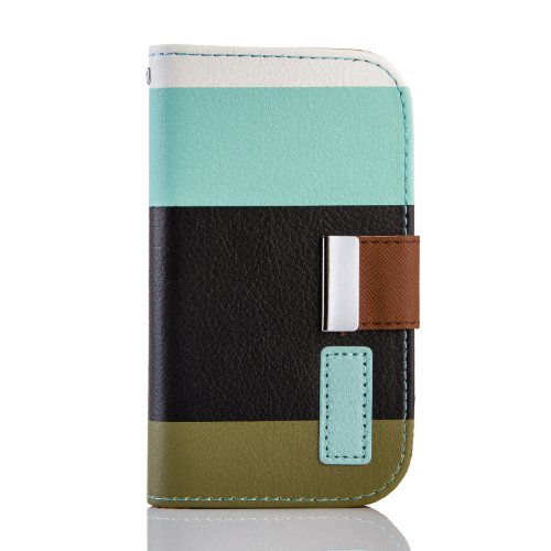 Gadgetsevil Fashion Luxury PU Leather Wallet Flip Case with Credit Card Slots & Holder For Samsung Galaxy S3 mini i8190 / i9305 / SGH-T999 (Light Blue/Coffee/Beige)