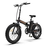 500W (Peak 550W) high-speed brushless motor provides e-bike max speed up to 25 mph. 20"x4" wearproof fat tires fit for multiple terrains, excellent grip and skid resistance. 75N·M of torque, suitable for riding on beach, snow, rough terrain and stree...
