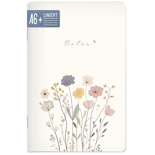 paper&you® Notizheft A6+ liniert Flower Joy mit 64 Seiten, Softcover Notizbuch klein, liniertes Mini Journal - nachhaltig & klimafreundlich
