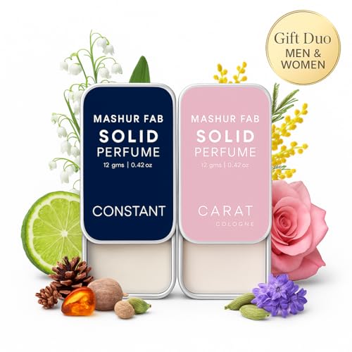 Image of Solid Perfume Combo - Soiree & Antonia | 2-Pack Alcohol-Free Natural Cologne | Long-Lasting Fragrance for Men & Women | Citrus, Floral & Woody Notes | 12g Each (Bergamot, Mimosa flower)