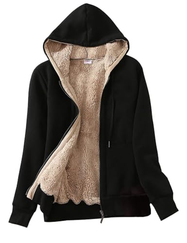 PUWEI Women's Winter Warm Fleece Jackets Thick Sherpa Lined Zip up Hoodies Heavyweight Sweatshirt Coat