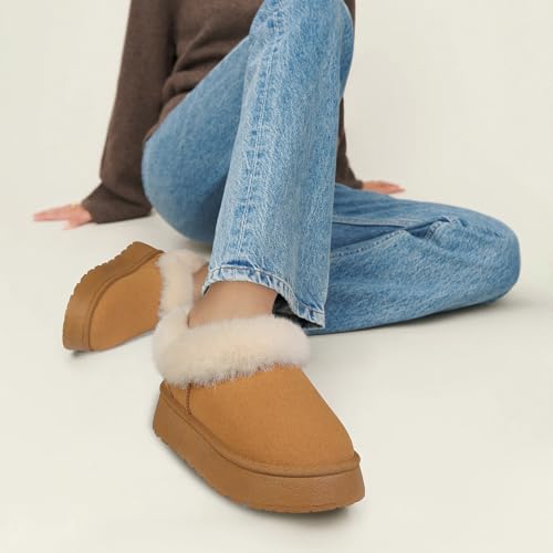 Women Platform Snow Boots Fuzzy Slippers Fluffy Mini Boots House Slippers Clogs Indoor Outdoor2