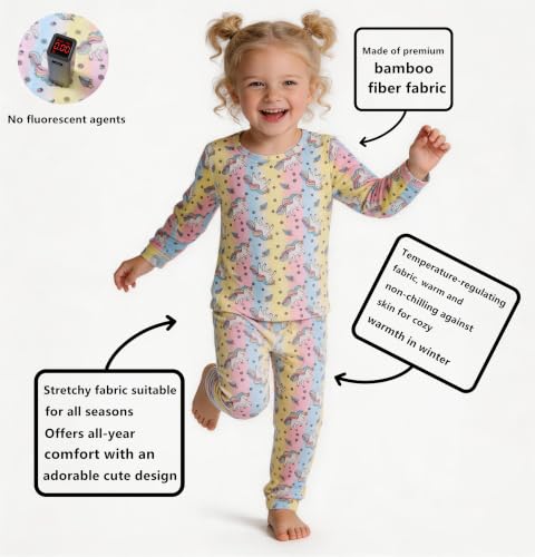 ZEBZOO Viscose From Bamboo Pajamas Baby Girls PJs Toddler Pajama Kids Sleepwear Unicorn Long Sleeve 2-Piece Set 6 Years - image 2