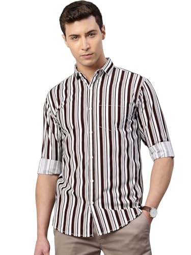 Image of Majestic Man Men's Standard Slim Fit Striped Pure Cotton Casual Shirt