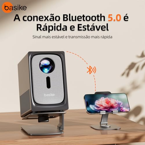 Mini Projetor Portátil, 4K 1080P Full HD Suporte, WIFI 5.8G+2.4G, BT 5.2, Android 12, 12000 Lumens,