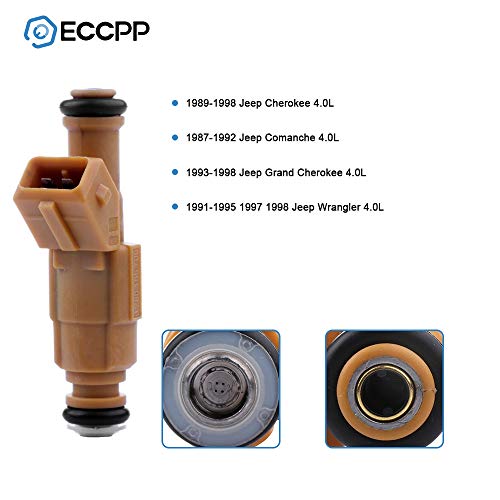 Fuel Injectors Eccpp 6Pcs High Performance Yellow 4 Hole Fuel Injector Kit 0280155700 Fit For 1989-1998 Jeep Cherokee 1987-1992 Jeep Comanche 1993-1998 Jeep Grand Cherokee 1991-1998 Jeep Wrangler 4.0L #TOP1