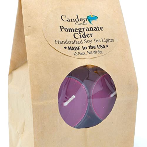 Pomegranate Cider Scented - Soy Tealight Candles, 12Pack - Purple Tealight Candles - Highly Scented - Made With Soy Wax - Handmade In The Usa - Candeo Candle - Fall Scents #TOP2