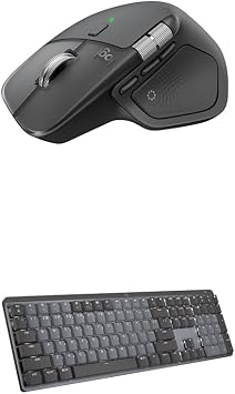 Logitech MX Master 4 Ergonomic Wireless Bluetooth Mouse with Haptic Feedback + MX Mechanical Wireless Illuminated Keyboard with Tactile Quiet Switches - USB-C, Windows, Linux, Chrome, Mac - Graphite