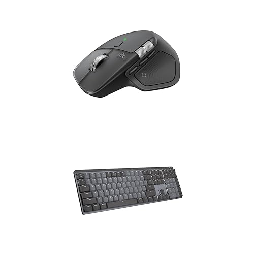 Logitech MX Master 4 Ergonomic Wireless Bluetooth Mouse with Haptic Feedback + MX Mechanical Wireless Illuminated Keyboard with Tactile Quiet Switches - USB-C, Windows, Linux, Chrome, Mac - Graphite