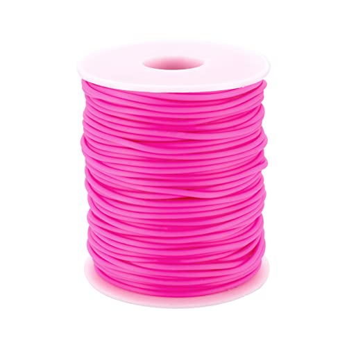 Beadthoven 2mm Hollow Pipe Rubber Tube Cords, 54.68Yards Barber Cord for Knitting Stitch Holder, Tubing Rubber Cord with Spool for Bracelet Jewelry Making DIY Crafts 1mm Hole - Camellia