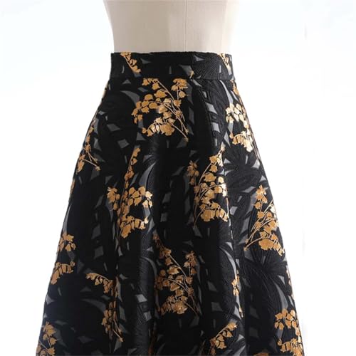 Women's Weekend Maxi Skirt Vintage Prints Zipper High Waist Textured Pattern A-Line Long Skirts3